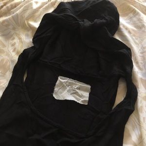 acacia swimwear Black Sheer Hooded Swim Coverup